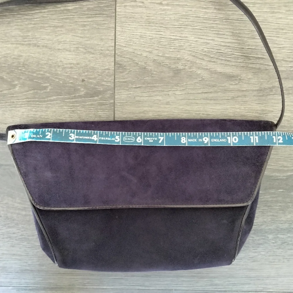 Vintage ANTONIO SCEPI Italy Dark Purple Suede Trapezoid Shoulder Purse Clutch
